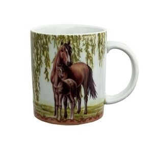 Willow Tree Horse and Foal Coffee Mug Rustic Western Equestrian 2 Horse Pics